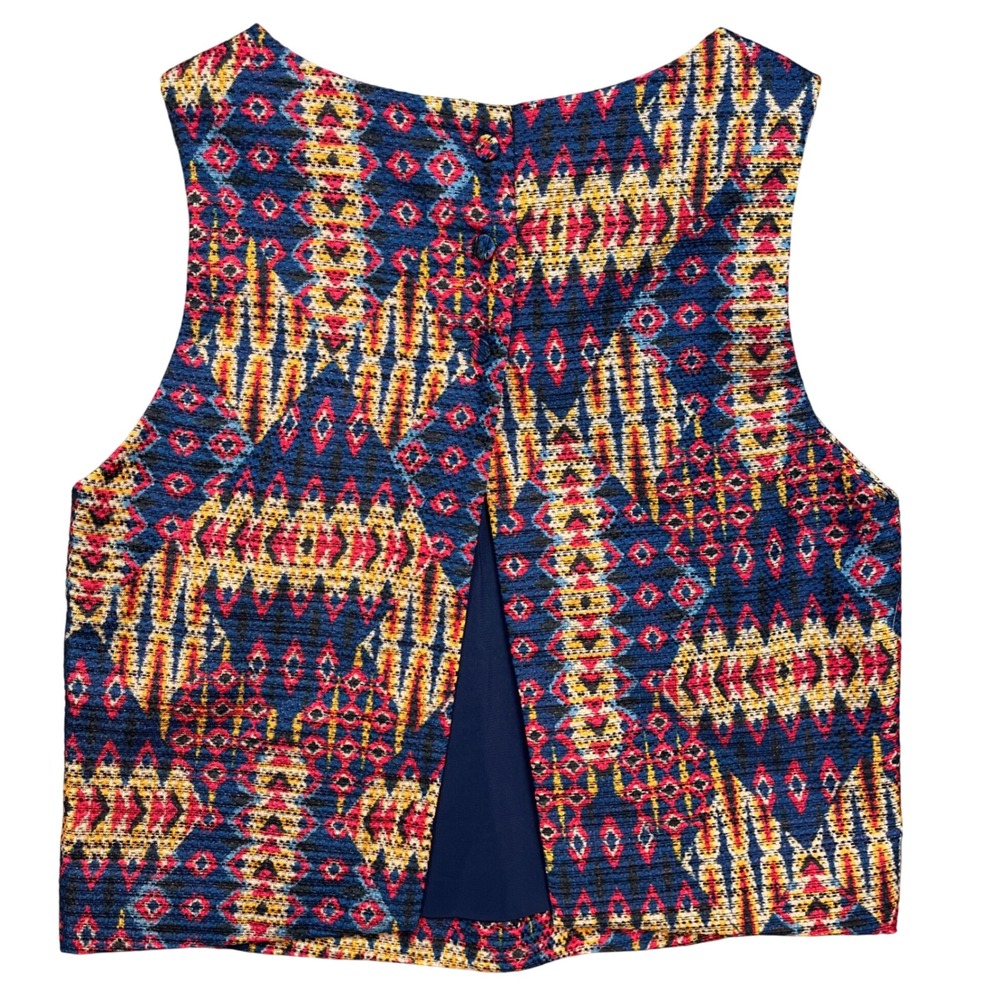 Sam Edelman Aztec Metallic Textured Crop Tank Top Sleeveless Small - Picture 2 of 5